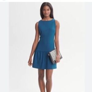 Banana Republic Peacock Blue Drop-Waist Flounce Dress - Size 0